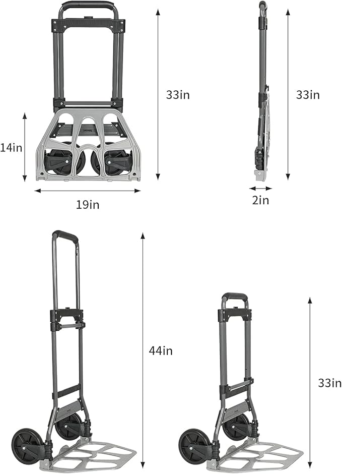 Carretilla plegable con capacidad de 264 lb, mango telescópico miniatura 3