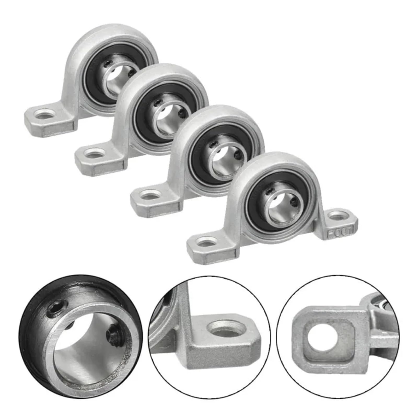 Rodamientos en bloque de cojinete, Rodamiento de bolas aleación zinc, serie KP, 4/10 piezas, 8-30 mm