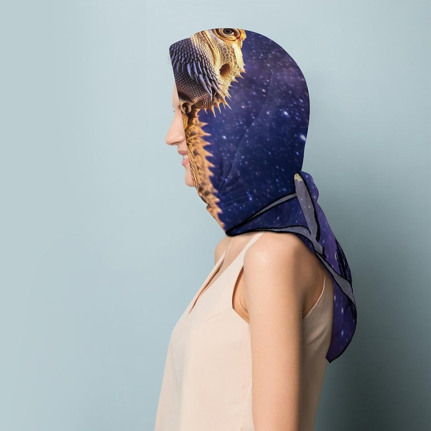 Bearded Dragon Silk-Like Square Scarf for Women Vintage Printed Neck Scarf Bandanas Hair Scarves