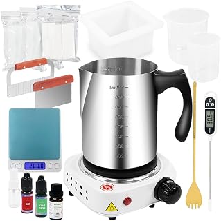 Fast METL Soap Making Kit with Electronic Hot Plate, All-in-One Soap Making Supplies with Melt & Pour Soap Base, Pouring Pot, Mold & Tools for Adults and Beginners Soap Craft