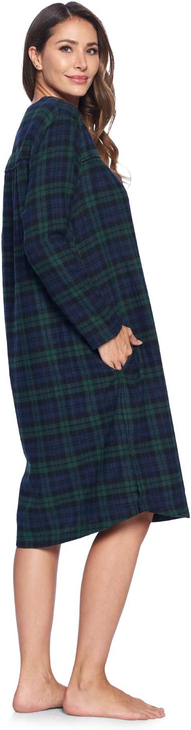 Ashford & Brooks Women's Flannel Plaid Long Sleeve Nightgown Sleepwear - Image 3