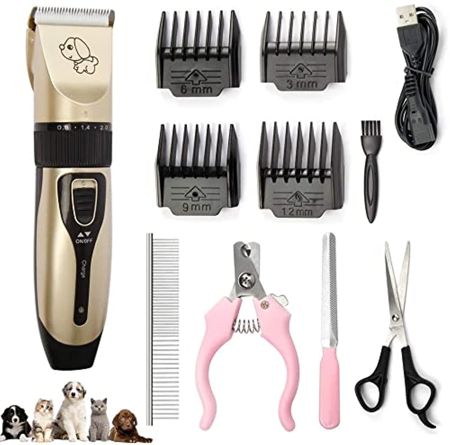 Mumoo Bear Pet Grooming Clipper Kits Low Noise Rechargeable Cordless