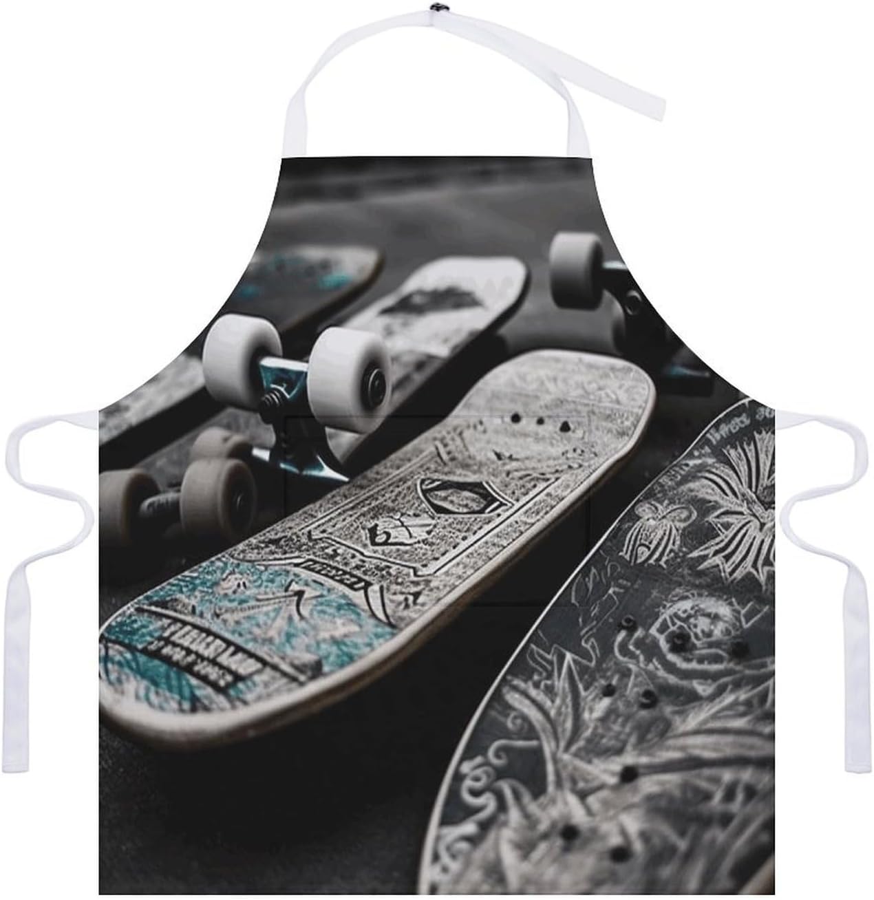 Skate Boards Chef Aprons for Men Women Lightweight Adjustable Bib Apron Personalized Waterproof Cooking Aprons with Pockets Funny Cute Kitchen Apron for Work Home&Gift