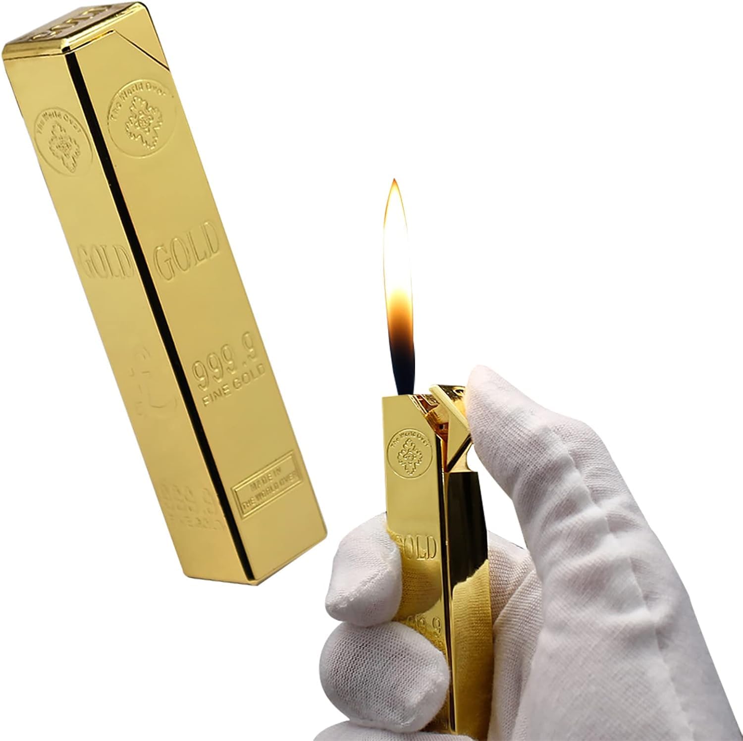 Drumstone [𝐎𝐍 𝐎𝐅𝐅𝐄𝐑 𝟏𝟓 𝐘𝐄𝐀𝐑𝐒 𝐖𝐀𝐑𝐑𝐀𝐍𝐓𝐘] Classic Gold Bar Lighter Luxury Metal Cigarette Lighter, Soft Flame, Windproof & Reusable, Perfect for Men’s Birthday Gifts (Dad, Husband)-image-40