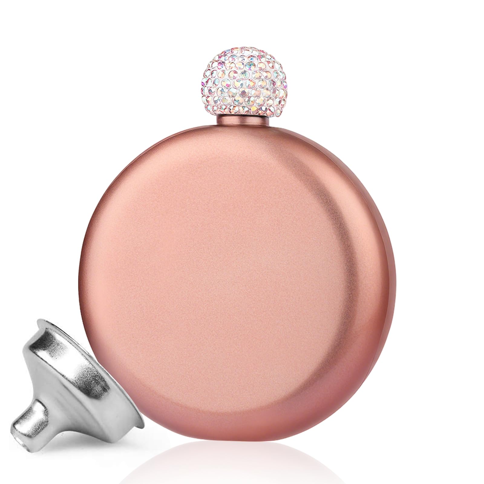 Hip Flasks for Women, 304 Stainless Steel Hip Flask 5 oz with Funnel - Slim Rose Gold Pocket Alcohol Flask for Ladies, Ladies Hip Flask for Birthday Valentine's Day Gift (9.1 x 11 cm)