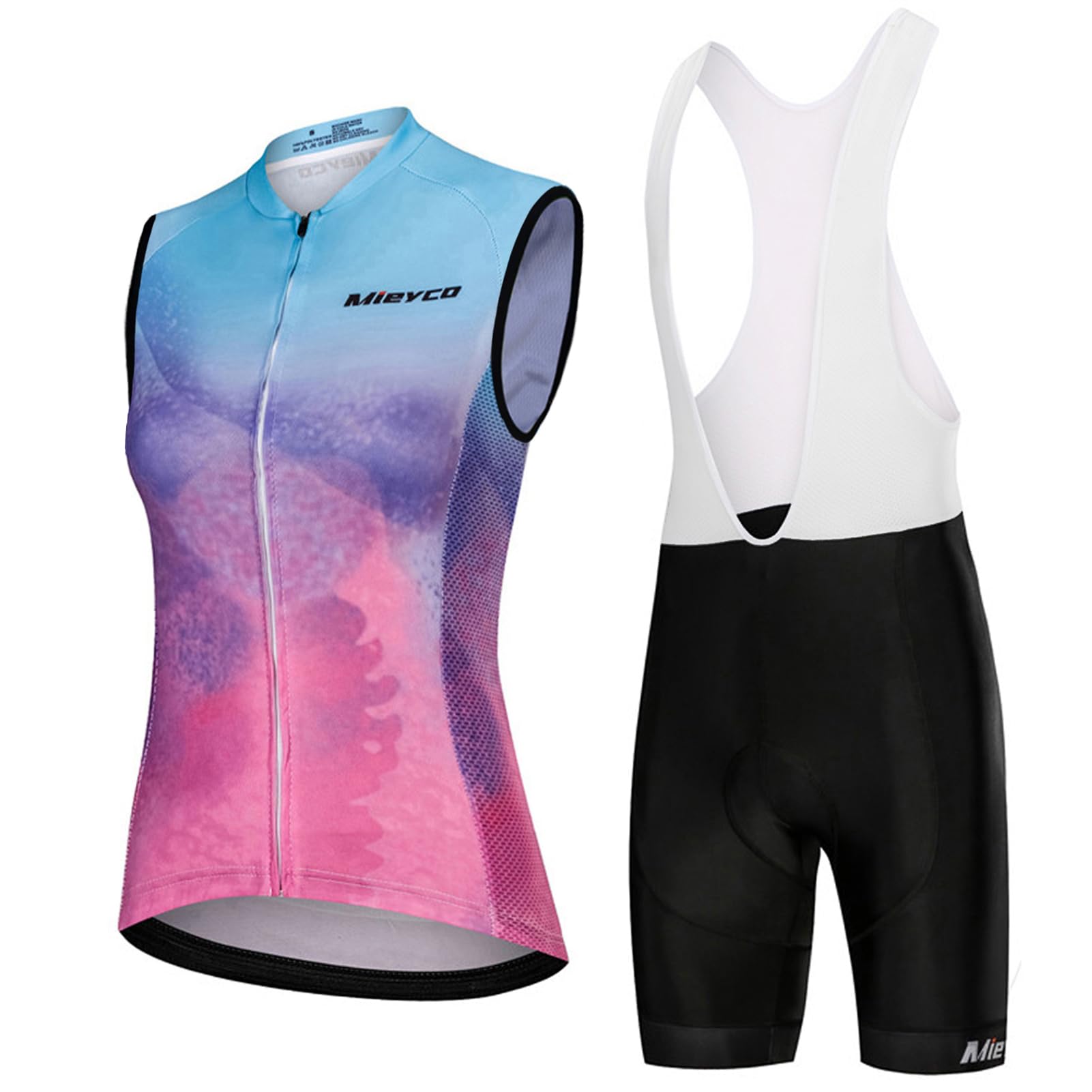 Completo Ciclismo Donna Estivo Abbigliamento Bici MTB,Tuta Ciclista Maglietta Ciclo Senza Maniche Gilet e Salopette Pantaloncini con 9D Gel Imbottiti,Maglia Bicicletta Sleeveless Asciugatura Rapida