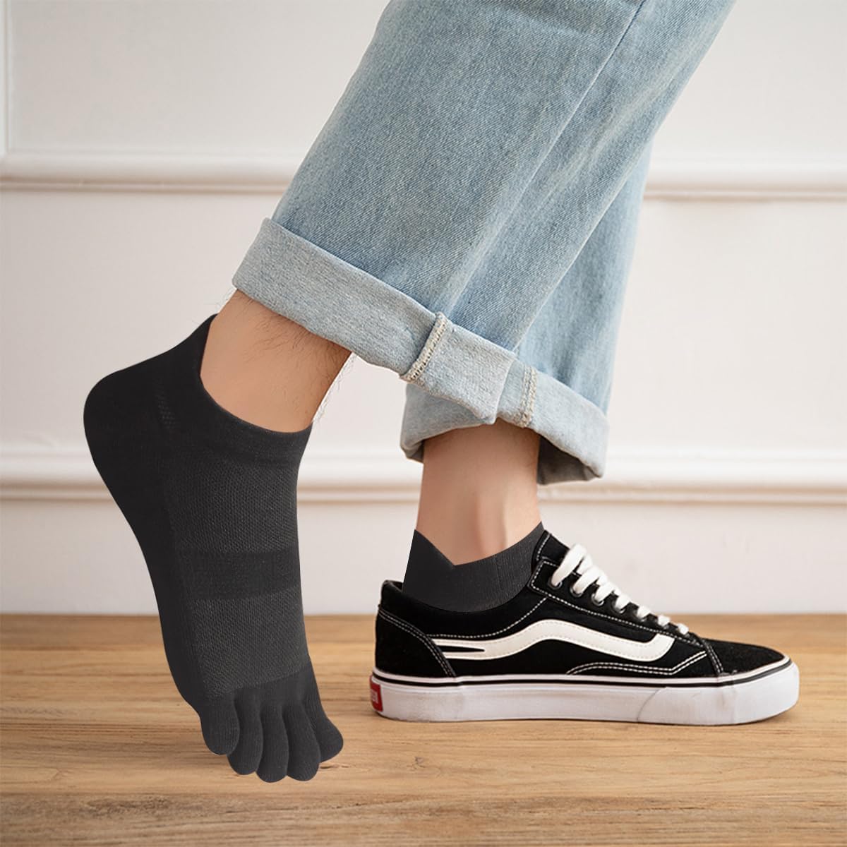 Meaiguo Men's Toe Socks Cotton Five Finger Socks Athletic Toe Socks for Running - Image 2