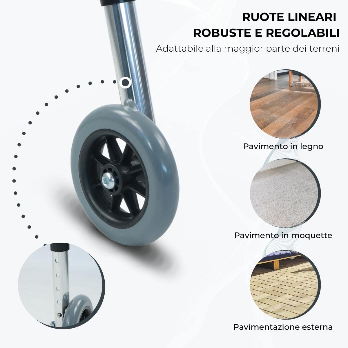 Mobiclinic®, Deambulatore per anziani, Compostela, Marchio europeo, 2 ruote, Pieghevole in alluminio, Leggero, Con seduta, Schienale imbottito, Regolabile altezza