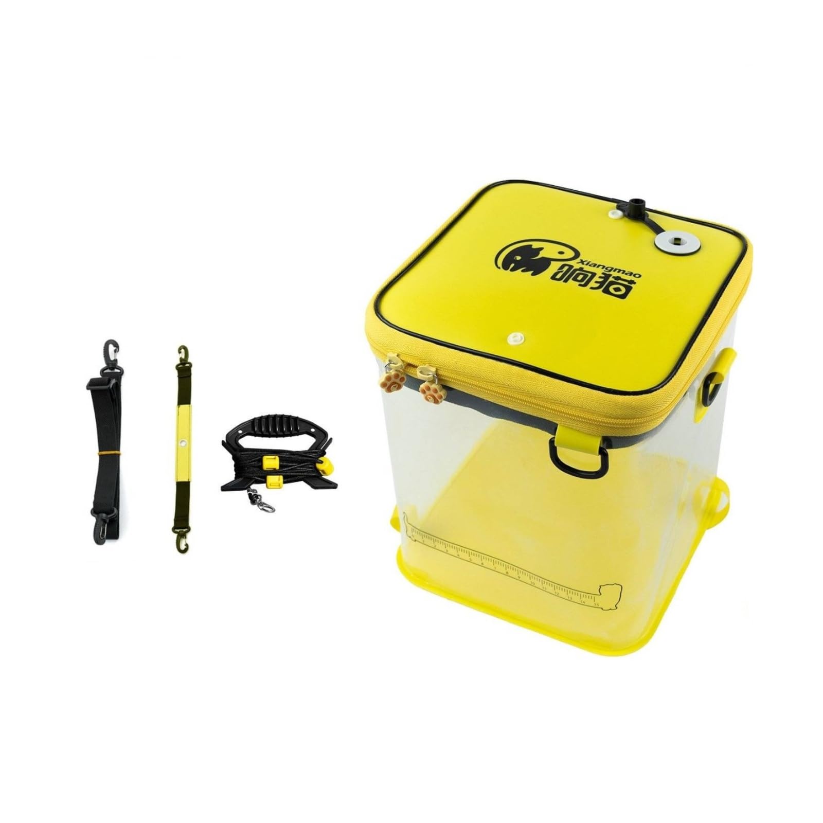 Qianly Secchio Pieghevole con Tracolla Impermeabile Secchio da Pesca con Coperchio Richiudibile Leggero Contenitore D'acqua per Campeggio