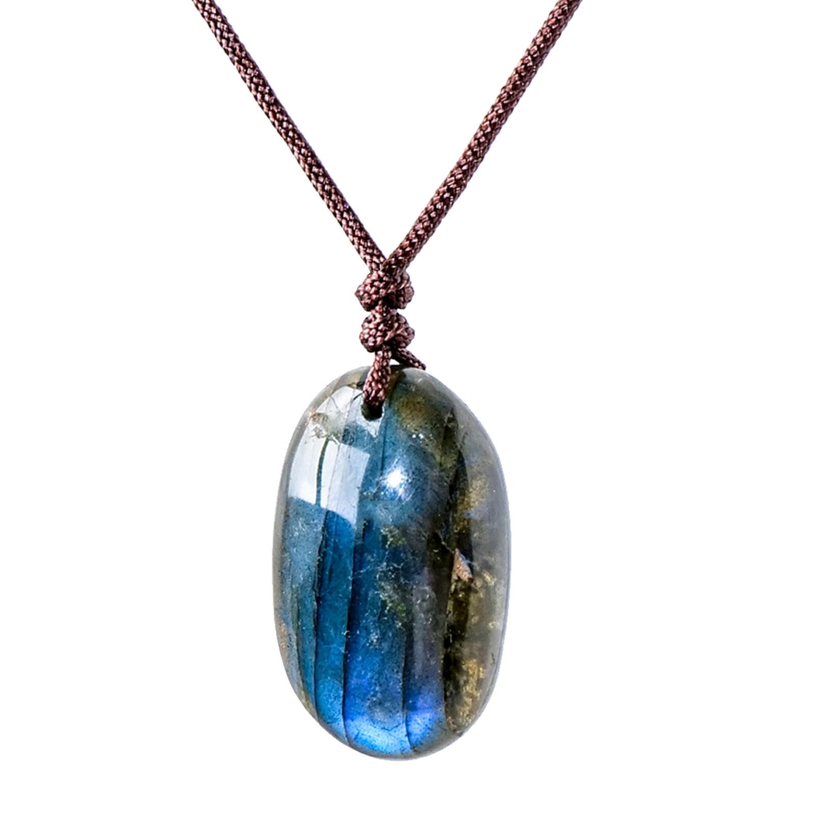 Collar con Colgante de Piedra de cristal de labradorita de hoja Irregular Natura