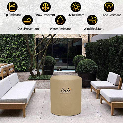 BALI OUTDOORS 23 Inch Round Fire Pit Cover, Column Cover Waterproof Heavy Duty Weather Resistant PVC Oxford Fabric Cover, Brown