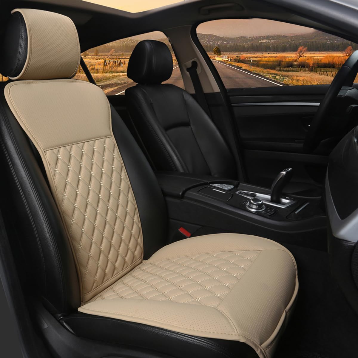 Black Panther 1 Pieza Funda Coche Asiento con Respaldo Accesorios De Coche Apto para Uso en Cuatro Estaciones(Beige)