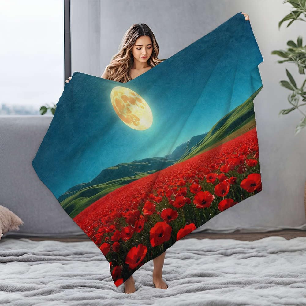 Couverture de lit flanelle douce sous la lune plaid pour soirée cocooning
