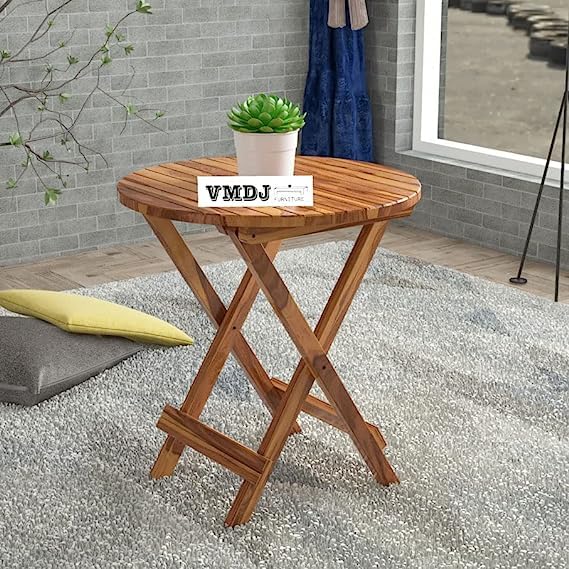 VMDJ FURNITURE Wooden Foldable Coffee Table Stool for Home Garden