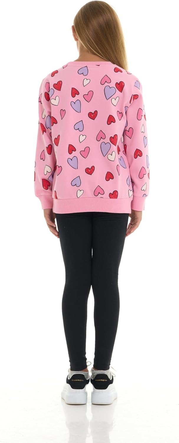 Pink Angel 2-Pack Girls Fleece Crewneck Sweatshirts – Soft Cotton Blend Pullover Tops for School, Play, and Layering - Image 4