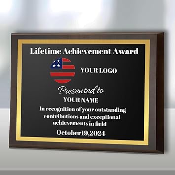Custom Award Plaque Personalized Engraved Plaques for Retirement Employee Appreciation Volunteer Recognition Ideal for Teachers Students