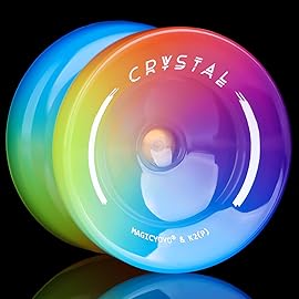 MAGICYOYO K2 Crystal Pack of 2 Yoyos, Dual Function Responsive Yoyo for Kids Beginner + Unresponsive Yo-yo Bearing Kit for Adults+12 Yo-yo Strings+2 Bags( Crystal Black+Blue Pink Yellow)