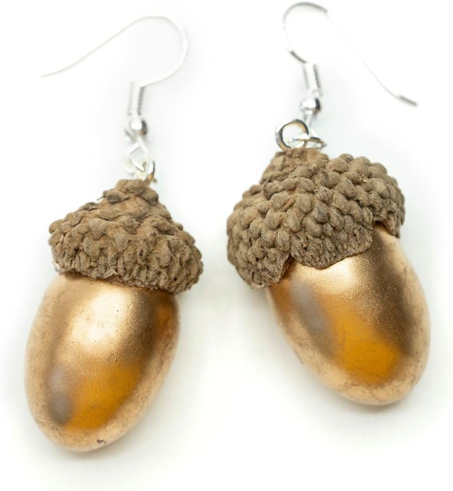 Miniblings Acorn Earrings Pendant Fall Autumn Squirrel Nut Nuts Acorns gold - Handmade Fashion Jewelry I Earrings Pendants Hanger silver plated