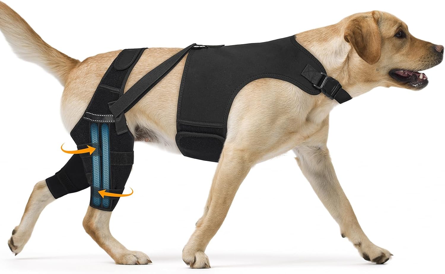 Dog Knee Brace for Torn Acl Hind Leg, Adjustable for Back Leg with 4 Stabilizers, Reduces Pain, Ligament Injuries & Luxating Patella for Small Medium Large Dogs,(Solid Black-L)