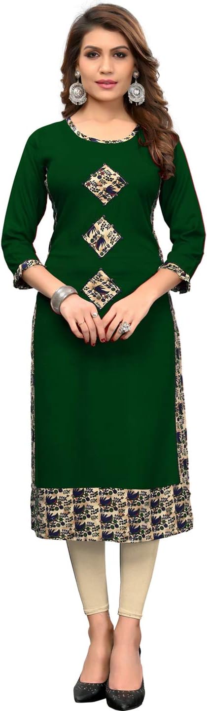 VbuyzWomen's Rayon Straight Kurti (VF-KU-359-42, Green, XL)