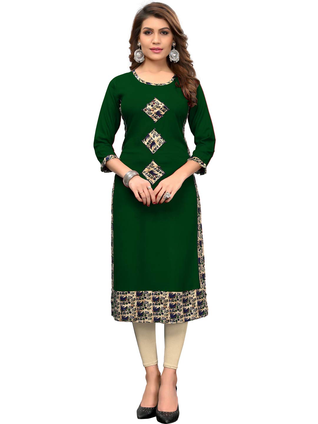 VbuyzWomen's Rayon Straight Kurti (VF-KU-359-42, Green, XL)