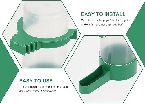 Miniatura 5 de Alipis Dispensador de agua para pájaros y pájaros, taza de jaula para pájaros colgantes, alimentador automático de agua para pájaros, periquitos,
