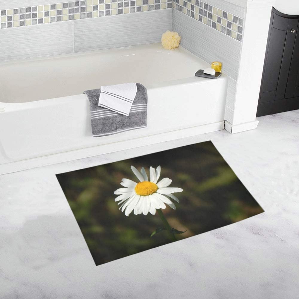 Traqunn Daisy White Flower Garden Non Slip Bath Mat Rug Bath Doormat Floor Rug for Bathroom 36X24 In
