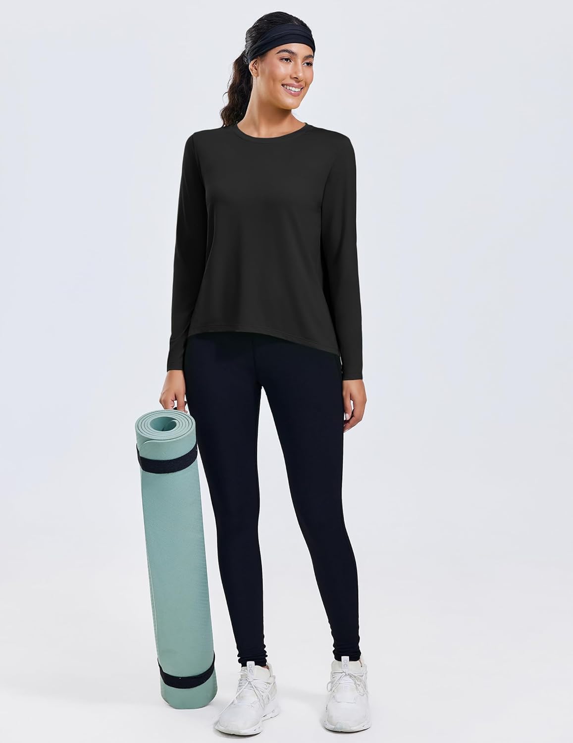 PINSPARK Workout Tops for Women Long Sleeve Athletic Shirt Soft Loose Fit Exercise Shirt with Back Pleated Pilates Yoga Tops - Image 5