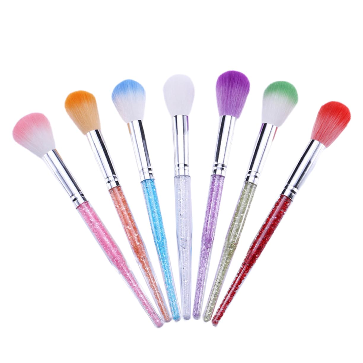 FOMIYES 7Pcs Rhinestone Handle Manicure Brushes Lightweight Nail Art Cleaning Tools for Home Professional Use Dust Removal Brushes