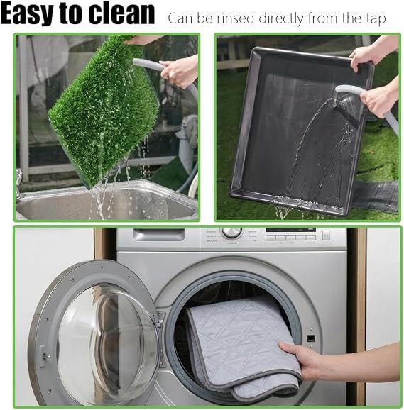 Petgrow artificial grass dog toilet with tray 50.8×76.2cm, easy to clean, reusable pet urinal pad for training, 4th floor with replacement grass indoor balcony corridor dog basin (L)