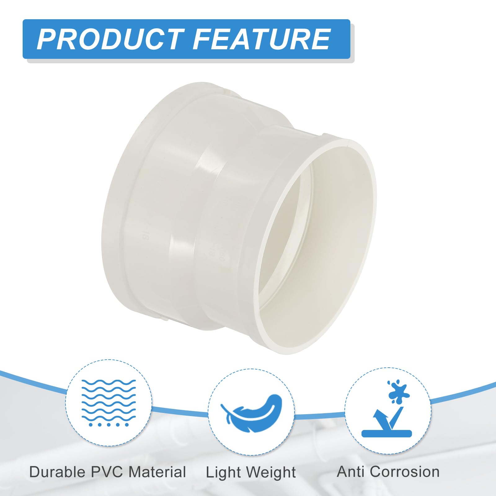 PATIKIL 7" to 6" Duct Reducer, PVC Pipe Increaser Adapter Ducting Airflow Tube Pipe Fitting for DWV (Drain - Image 3