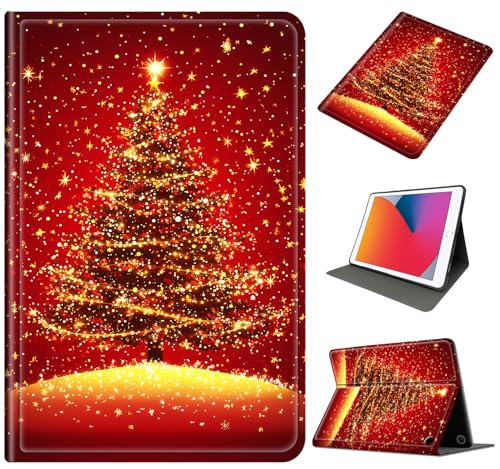 Case for Amazon Fire HD 8 & HD 8 Plus Tablet (12th/10th Gen, 2024/2022/2020), PU Leather Folio Protective Cover with Auto Sleep/Wake, Multi-Angle Stand, Durable Shockproof, Christmas Tree