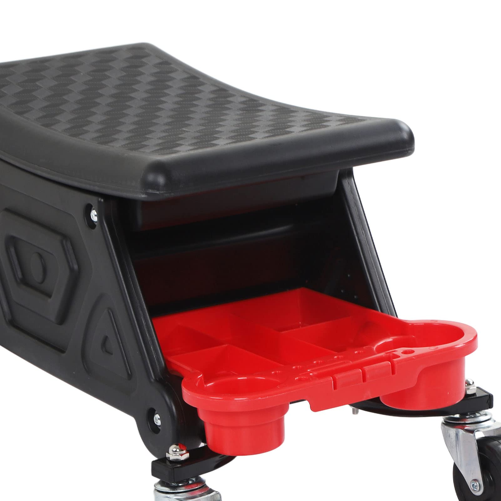 Stołek na Kółkach dla Mechaników Duty Silent Universal Whee Stołek na Kółkach dla Mechaników z Cichymi Kółkami i Dużym Schowkiem - Mobilny do Detalowania Samochodów i Rep.