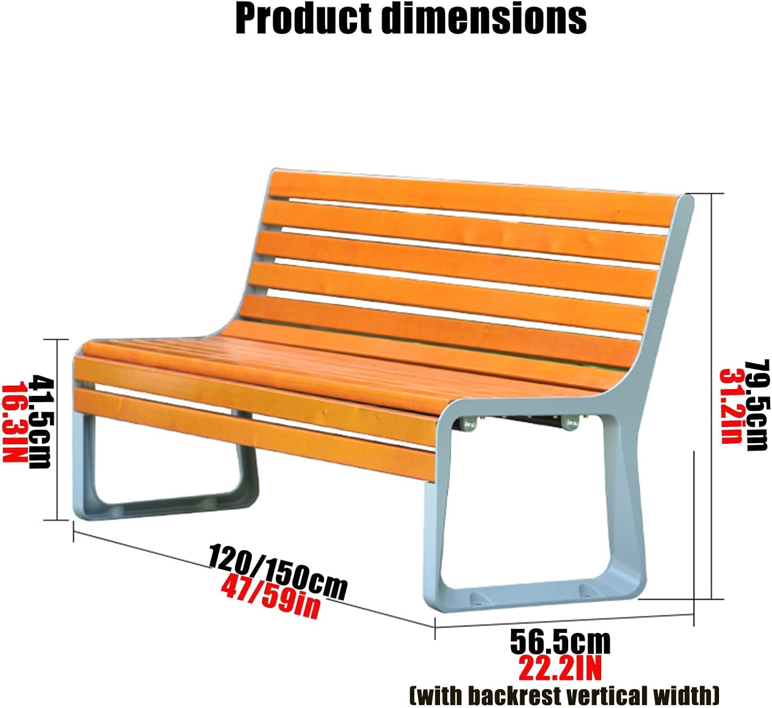 Cast Iron Frame Garden Bench, Outdoor Leisure Loveseat, Patio Bench Chair w/Floral Design Backrest, Slatted Seat for Park, Yard & Porch, Easy to Assemble(Brown,47x22.2x31.2in)
