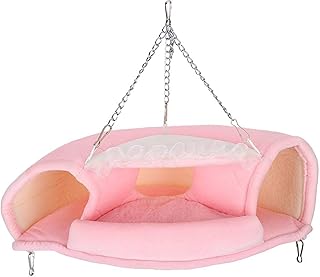 Hamster Tunnel Bed, Small Animal Hanging Tunnel Pink Hamster Toys Warm Nest Tunnel Toys for Squirrels Small Guinea Pigs Sugar Glider Ferret Rat(S)