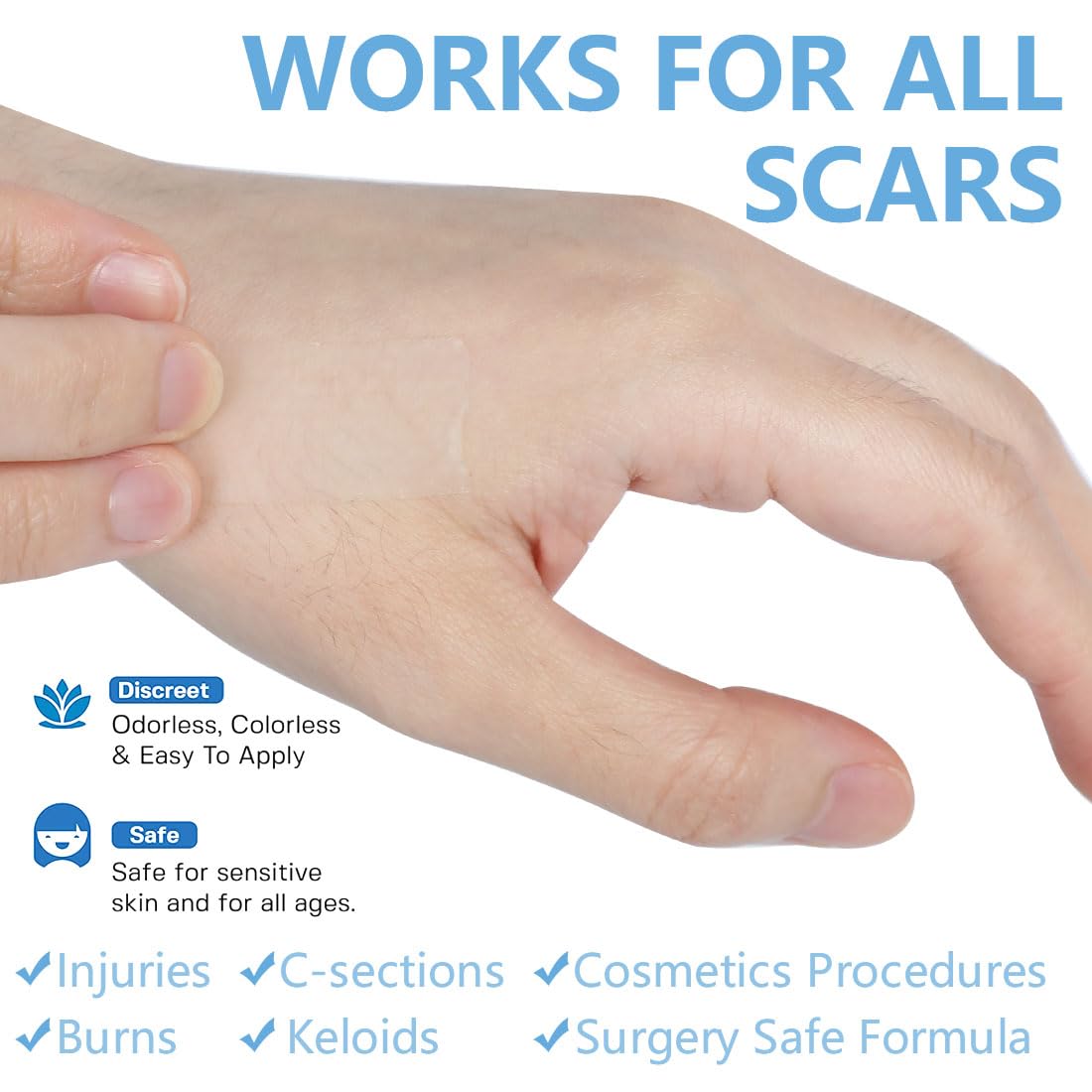 Silicone Scar Sheets 1.6” x 120” Silicone Scar Tape Roll Removal Scar Patches for Surgical Scars Keloid, Clear
