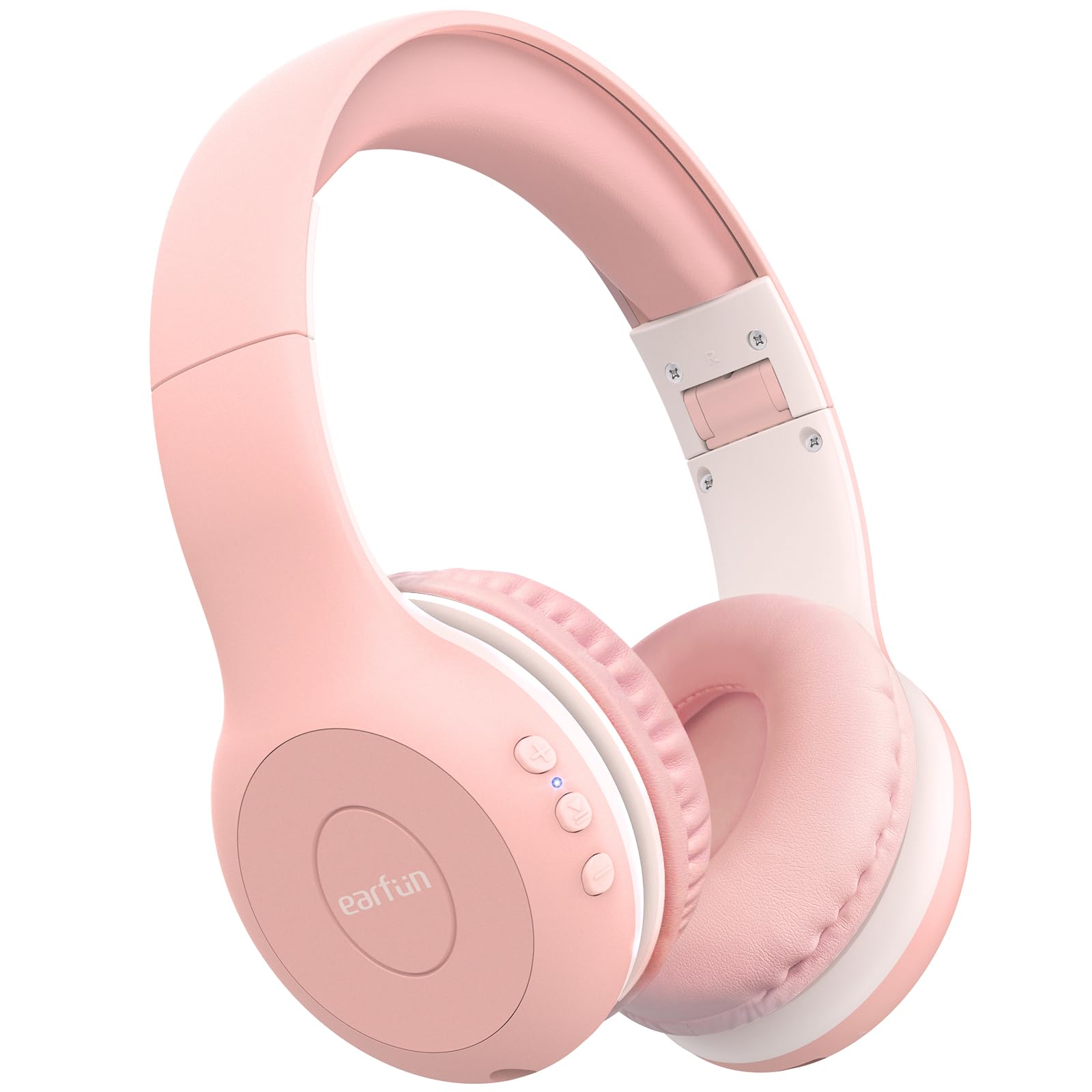 Kids Bluetooth Headphones, EarFun K2 Kids Headphones with Volume Limited, 40H Playtime, Bluetooth 5.0 Headphones with Mic, Stereo Sound, Foldable Over-Ear Headphones for Kids/School/Travel/Tablet Pink