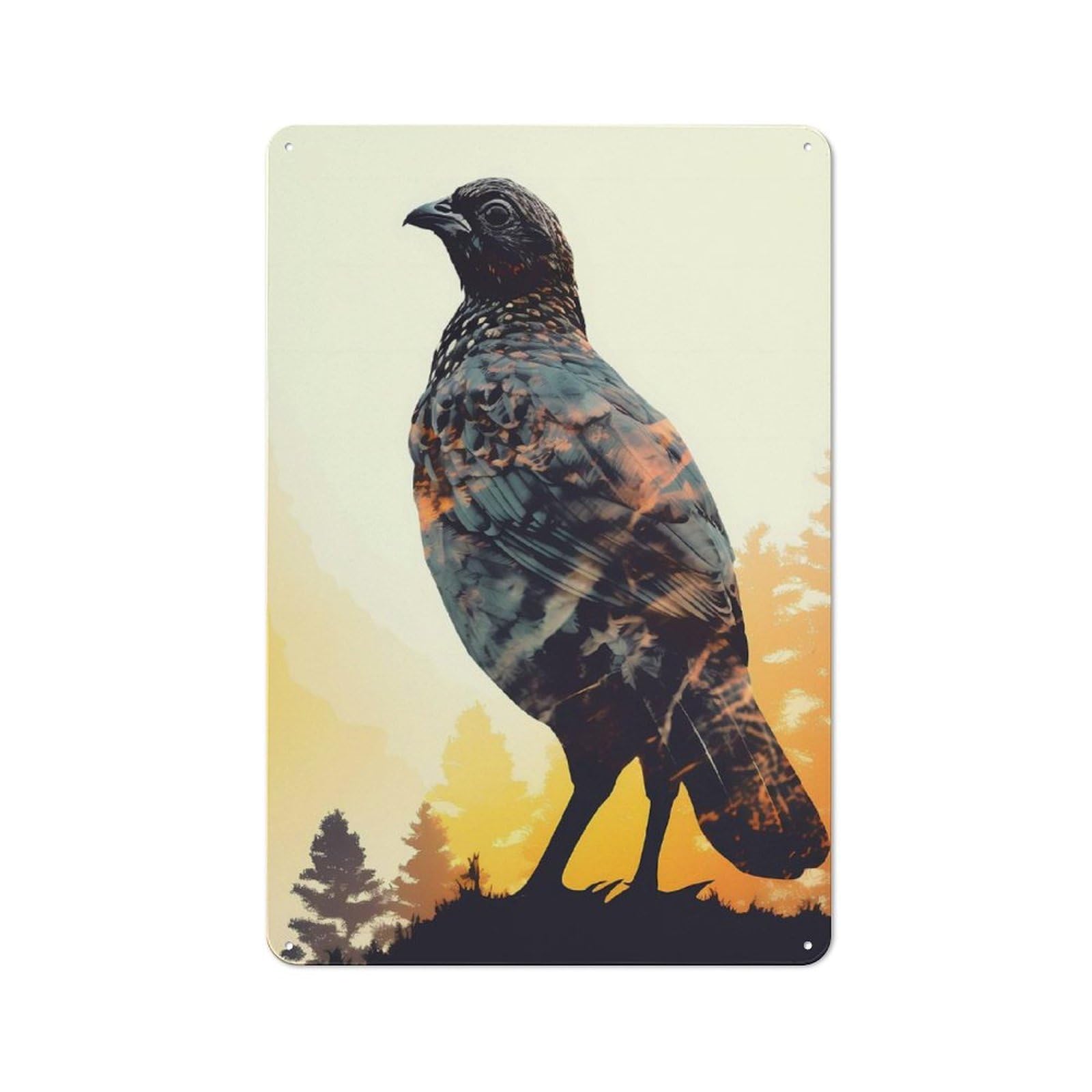 Junmoney Quail Animals Tin Sign 30X20cm With For Workshop Wall, Rustic Decor, Autumn Room Decor For Fans Of Metal Wall Signs