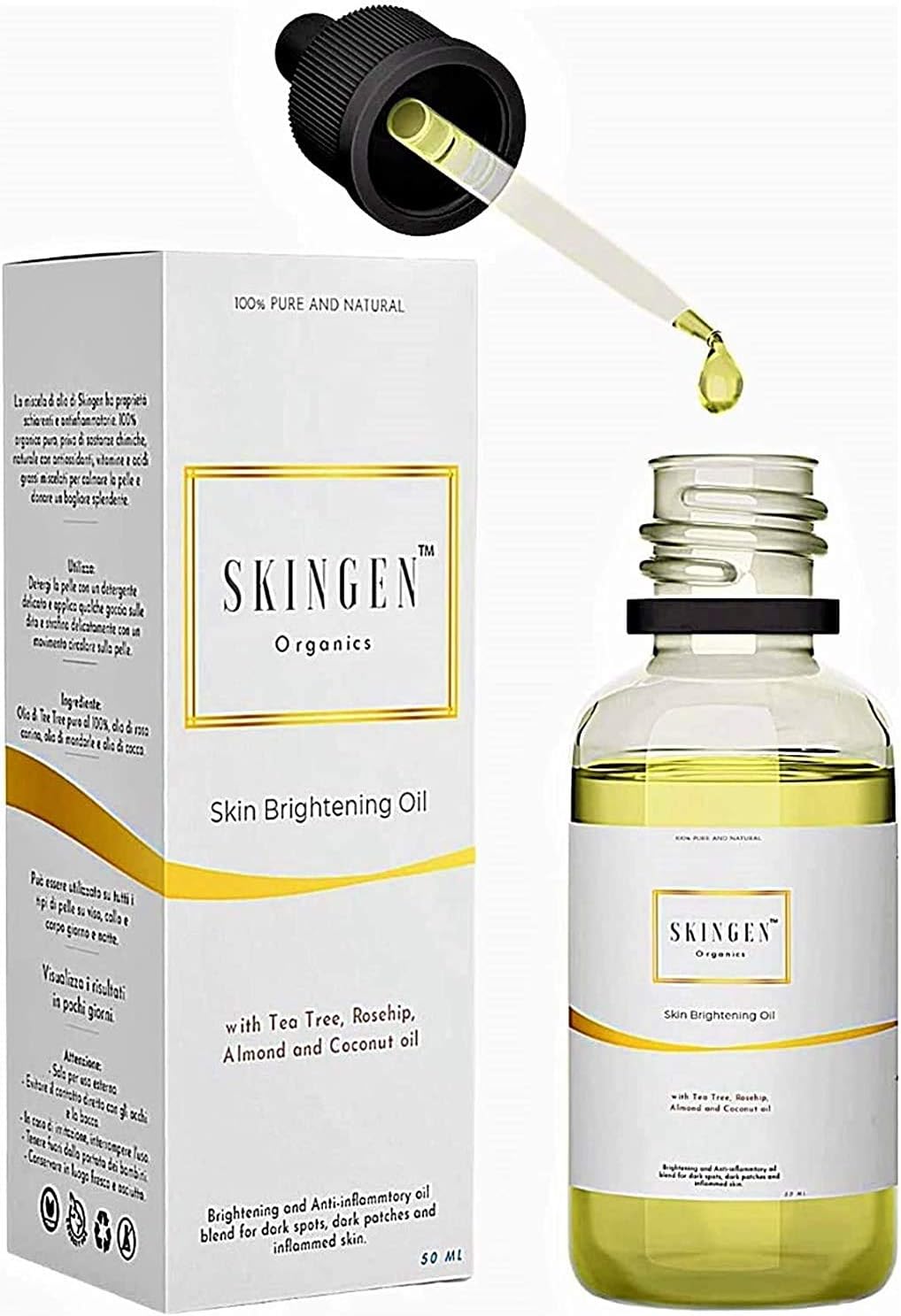 Organic Healing Skincare Oil Serum | Brightening | Vegan | Hydrating | Anti-Ageing | Improves Skin Tone | Plumps, Revives & Repairs With (Vitamin A,C,E,F) and Essential Oils - Big 50ml Bottle