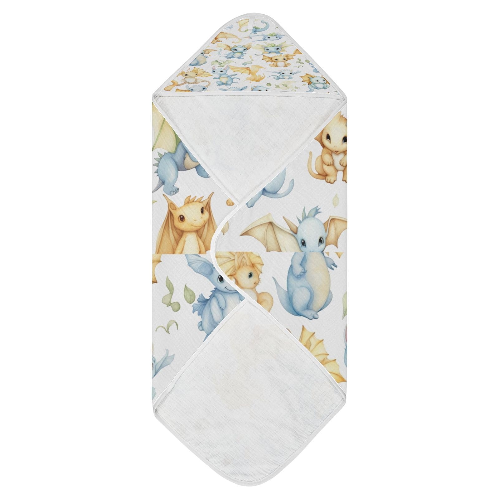 Kigai Hooded Towel for Boys Girls Cute Dragons Cotton Baby Bath Towel Ultra Soft & Absorbent Unisex Hooded Baby Towel for Newborn, Toddler, 30x30 in