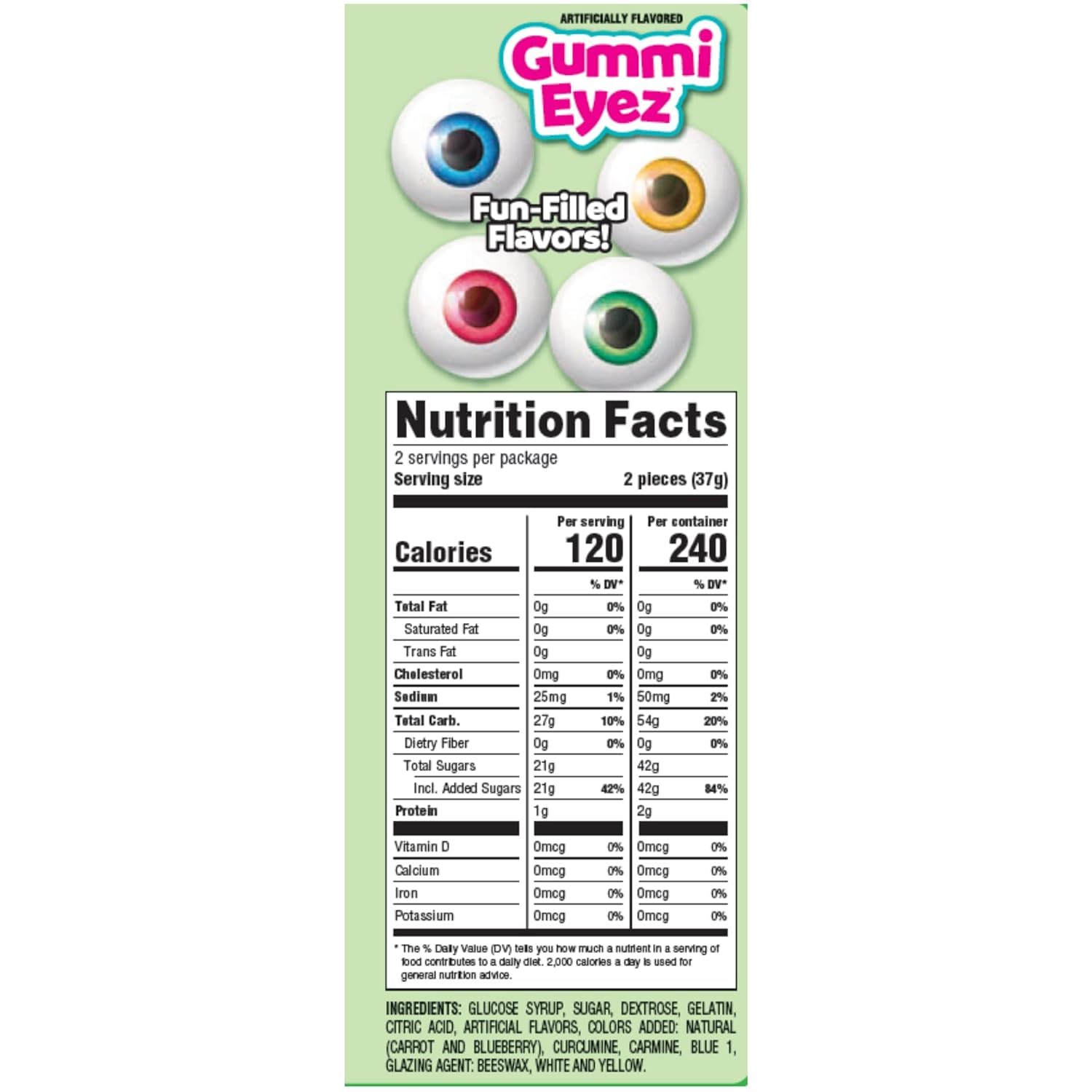 SNACKS HERBERT'S BEST Gummi Eyez, Fruity Liquid Center, Fat Free, Nut Free, GLuten Free (4-Pack), Green
