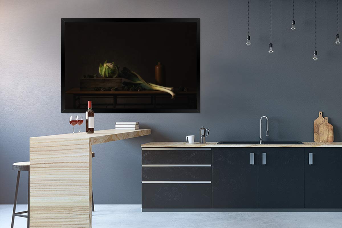 Poster Bilder Wanddeko Deko Wohnzimmer 120x80 cm Stilleben - Tisch - Malerei - Gemüse - Lauch - Blumenkohl - Kunst