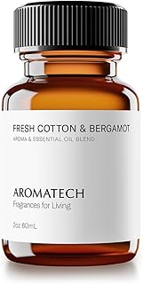 AromaTech Fresh Cotton and Bergamot Essential Oil Blend: Luxury Hotel Inspired Aromatherapy with Bergamot, Fresh Cotton & Sandalwood for Ultrasonic Diffusers & Nebulizers - 2 fl oz, 60 mL