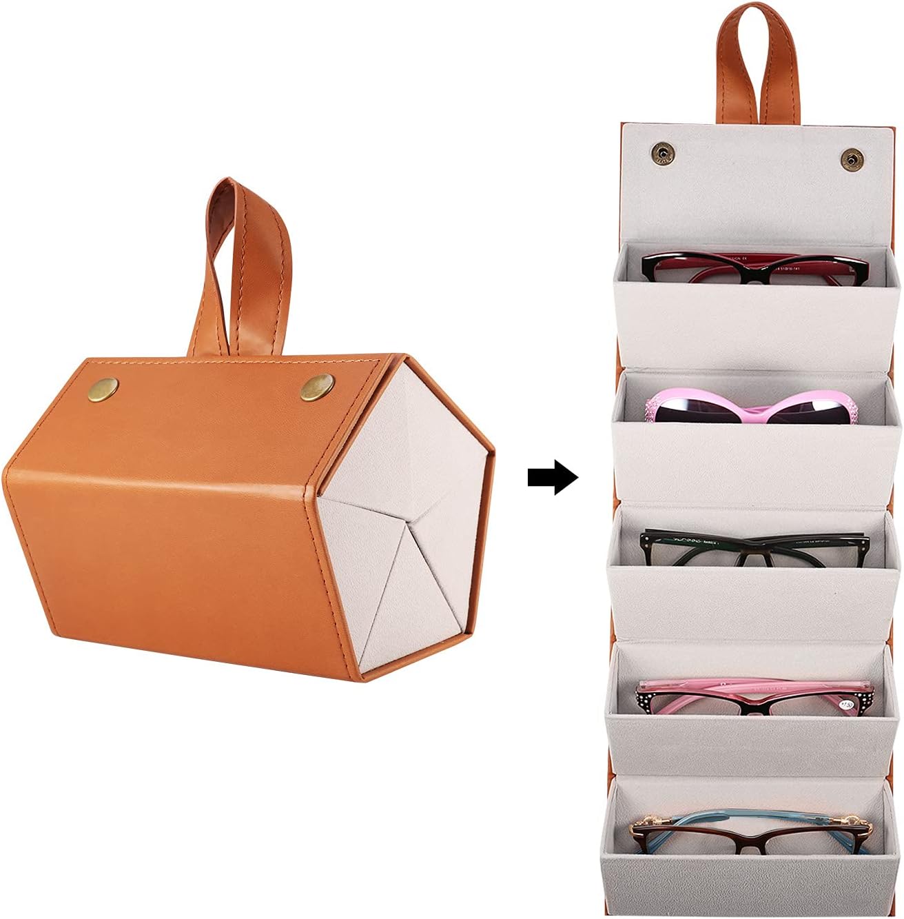 Travel Sunglasses Organizer - 4 or 6 Slot Case for Multiple Pairs