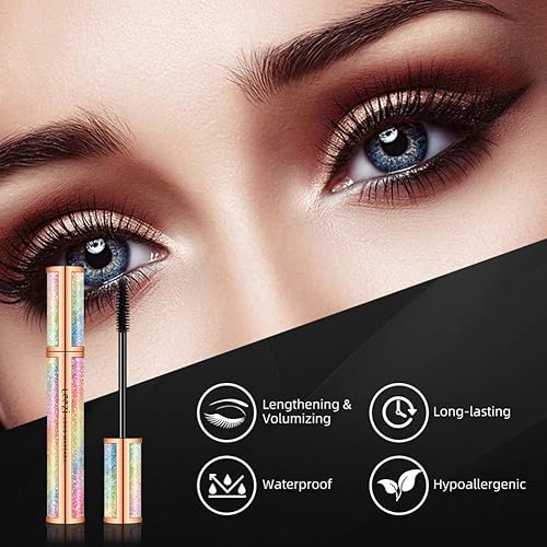 Miniatura 5 de Máscara de pestañas 4D de fibra de seda 4D, impermeable, gruesa, de larga duración, a prueba de manchas, fibra 4D natural, pestañas rizadas,