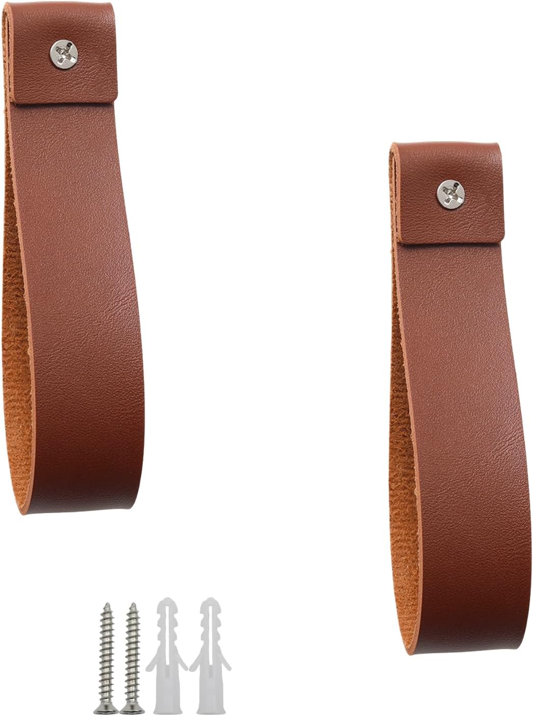 2 Pcs Dark Brown PU Leather Curtain Rod Holders, Leather Hanging Straps, Hanging Storage Straps for Bathroom Kitchen Bedroom/Decor Enthusiasts
