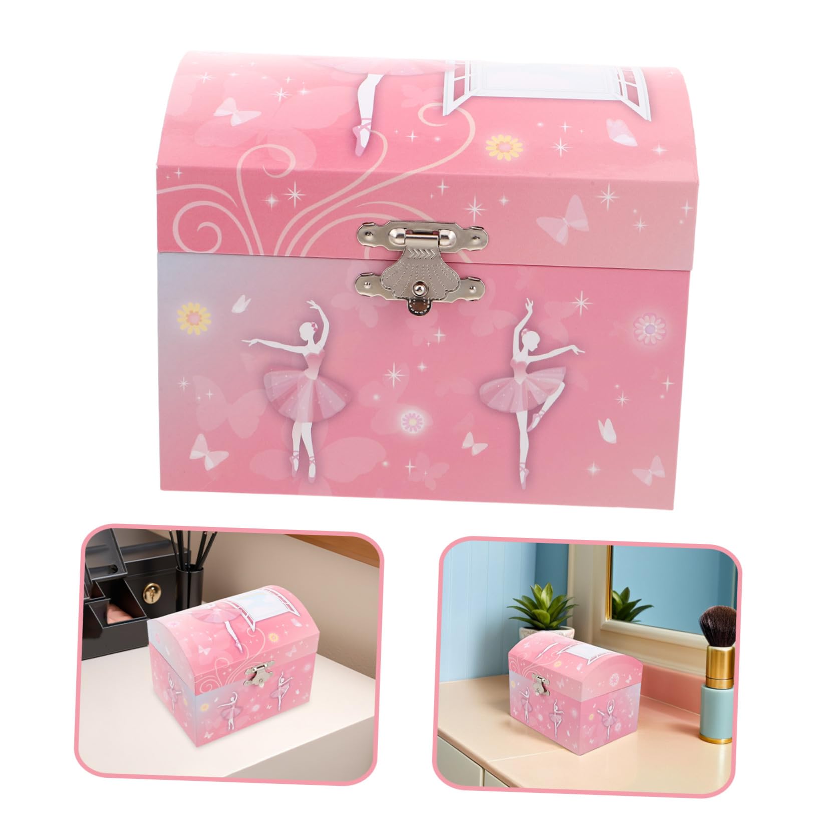 Baluue Caja de Música de Ballet con Espejo Joyero Musical para Niña Decoración Cumpleaños Infantil