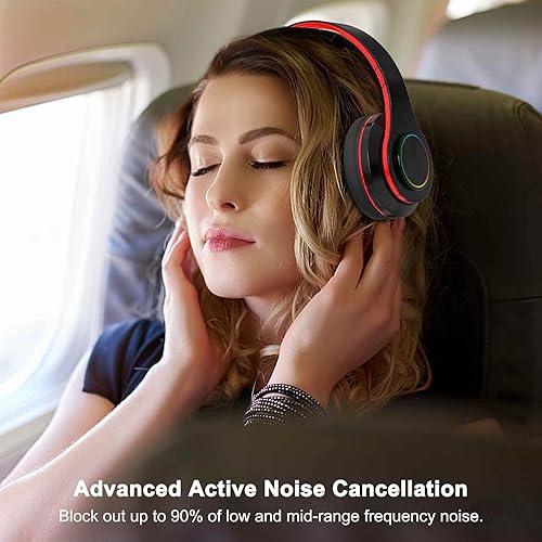 Miniatura 7 de Auriculares Bluetooth con luces LED, coloridos auriculares inalámbricos sobre la oreja para niños, micrófono integrado, auriculares estéreo HIFI