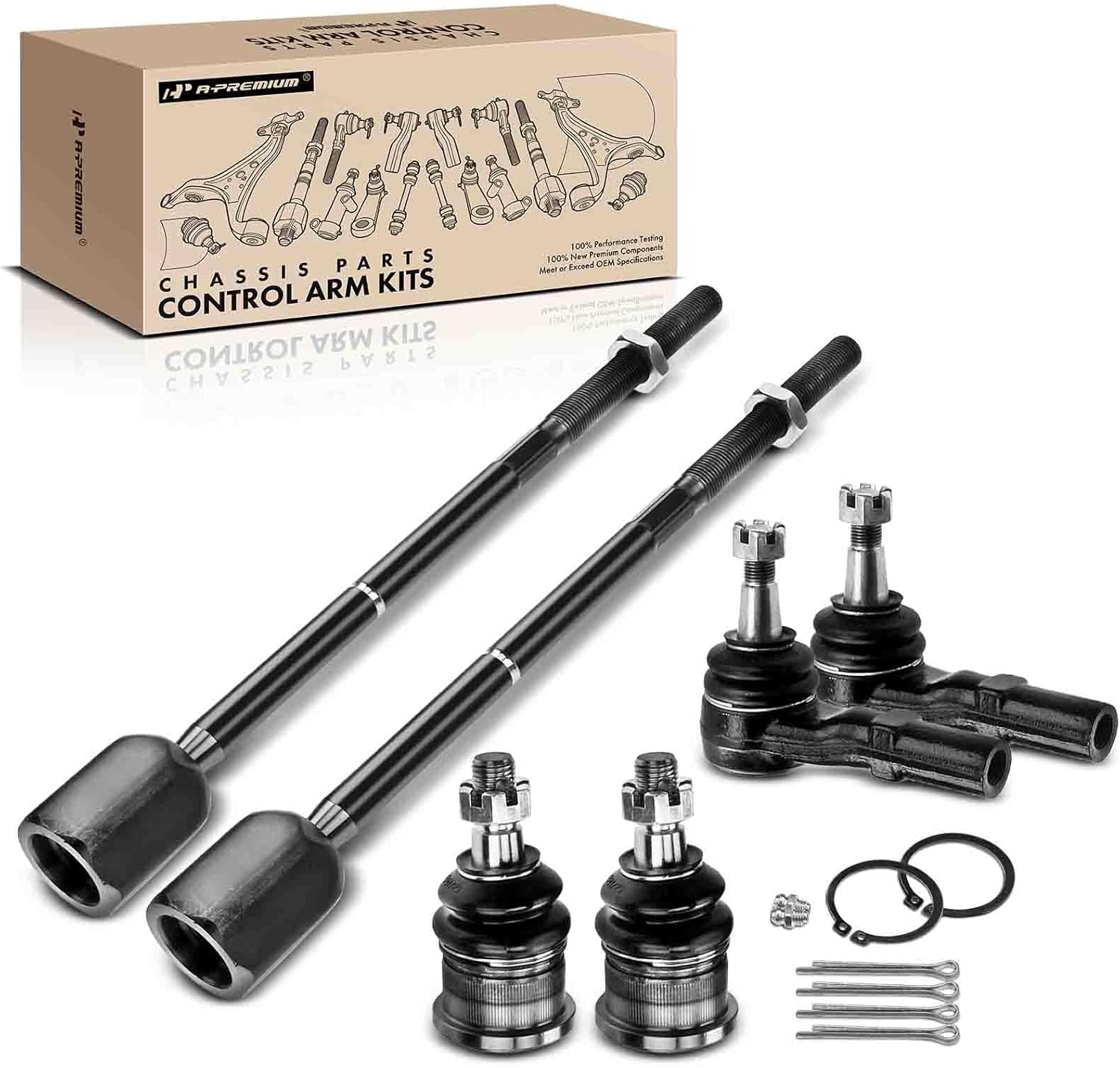 A-Premium Set of 6, Front Lower Ball Joint & Inner Outer Tie Rod End, Compatible with Ford Taurus 1996-2007, Mercury Sable 1996-2005, 3.0L