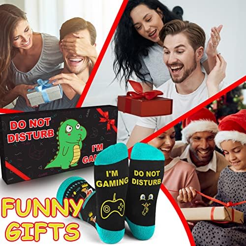 Novelty Gifts for Men Funny Socks, Gamer Socks Stocking Fillers for Teenage Boys Christmas Stocking Birthday Gifts Christmas Gifts for Men Women Children Teen Boys Son Boyfriend Husband Dad